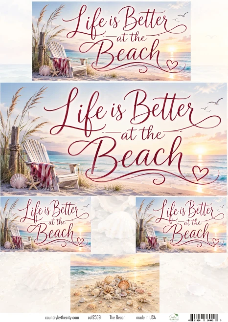The Beach Sentiment A4 Decoupage Rice Paper