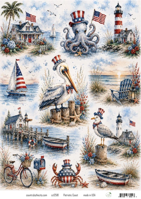 Patriotic Coast A4 Decoupage Rice Paper