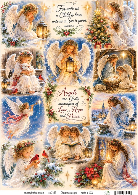 Christmas Angels A4 Decoupage Rice Paper