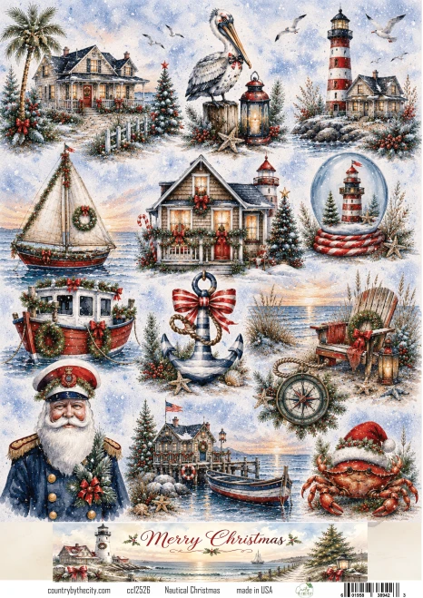 Nautical Christmas A4 Decoupage Rice Paper