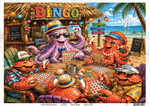 Beach Bingo A4 Decoupage Rice Paper