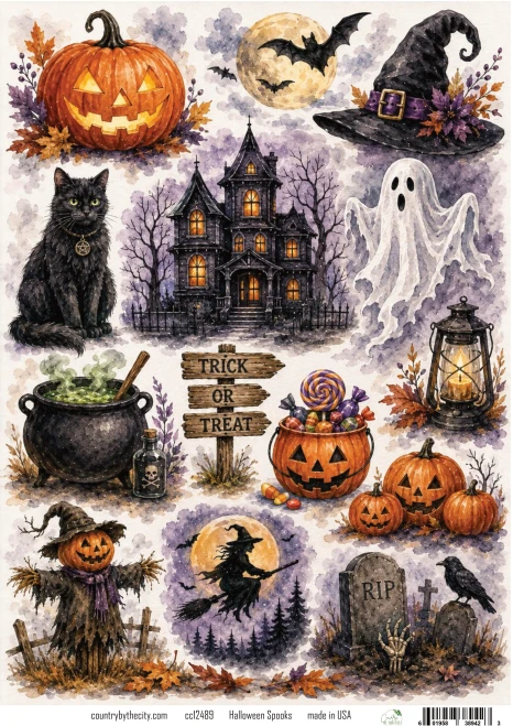 Halloween Spooks A4 Decoupage Rice Paper