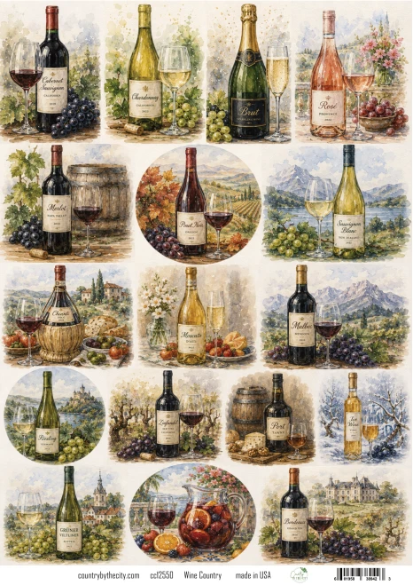 Wine Country A4 Decoupage Rice Paper
