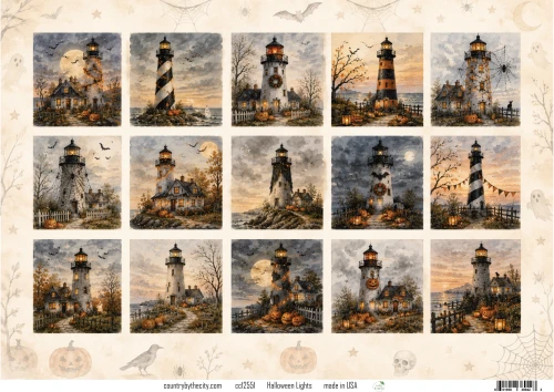 Halloween Lights A4 Decoupage Rice Paper
