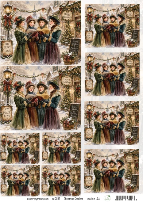 Christmas Carolers A4 Decoupage Rice Paper