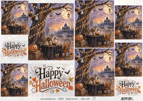 Spooky Tea Party Halloween A4 Decoupage Rice Paper