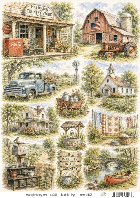 Good Ole Days A4 Decoupage Rice Paper