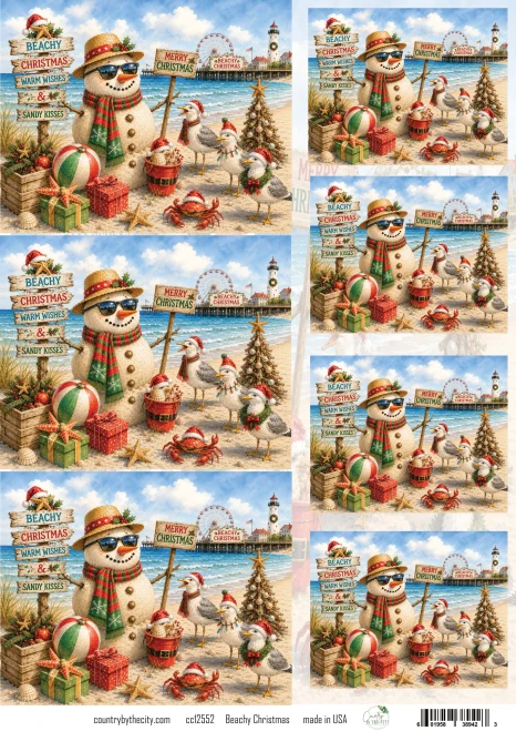 Beachy Christmas A4 Decoupage Rice Paper