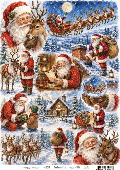 The North Pole Holiday A4 Decoupage Rice Paper