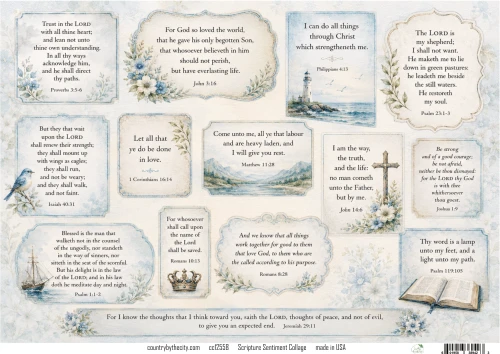 Scripture Sentiment Collage A4 Decoupage Rice Paper