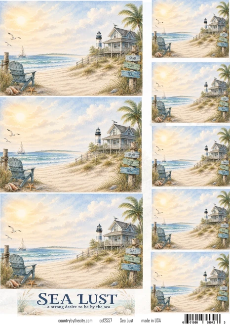 Sea Lust A4 Coastal Decoupage Rice Paper