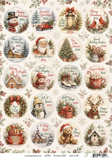 Christmas 2026  A4 Decoupage Rice Paper