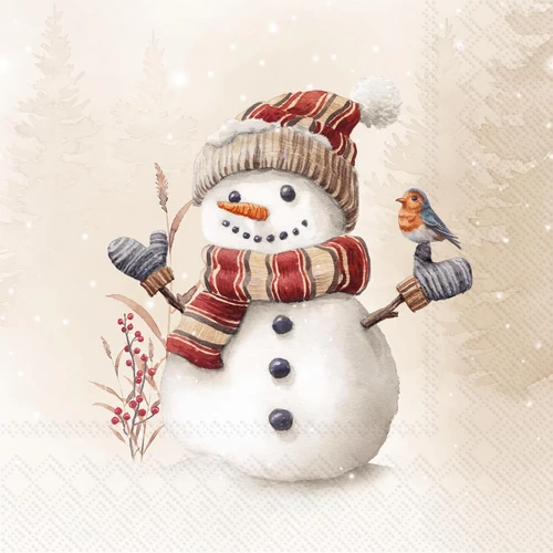Oscar the Snowman Holiday Cocktail Napkin, Decoupage
