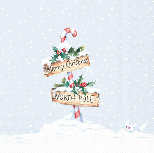 North Pole Holiday Cocktail Napkin, Decoupage