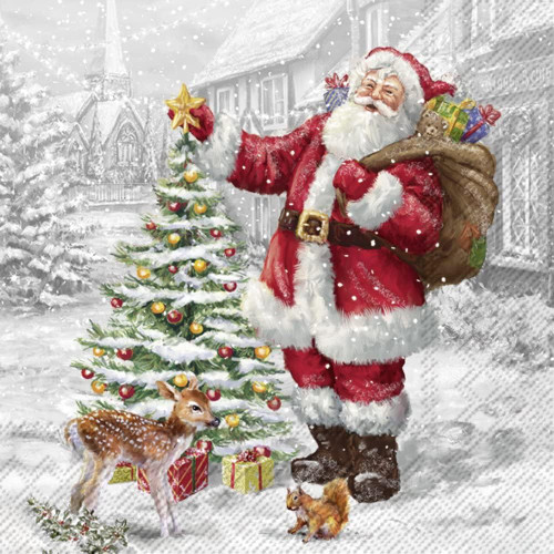 Santa's Xmas Tree Holiday Cocktail Napkin