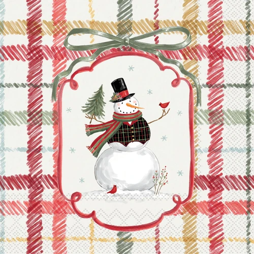Frosty Snowman Holiday Cocktail Napkin, Decoupage