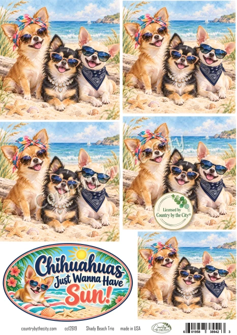 Shady Beach Trio Chihuahua Rice Paper
