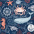 Marine Life Lunch Napkin, Nautical, Coastal