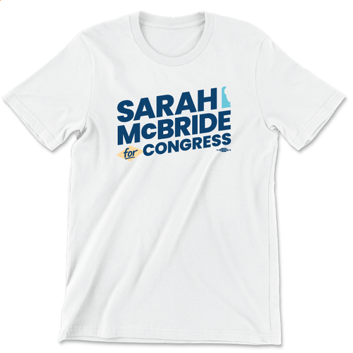 Sarah McBride - Stacked Logo (Unisex White Tee)