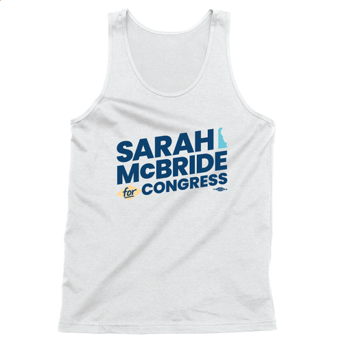 Sarah McBride - Stacked Logo (Unisex White Tank)