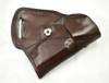 LH Mahogany MTR Custom Small of the Back Holster for a Wilson Combat EDC X9 with a Rail - Front View