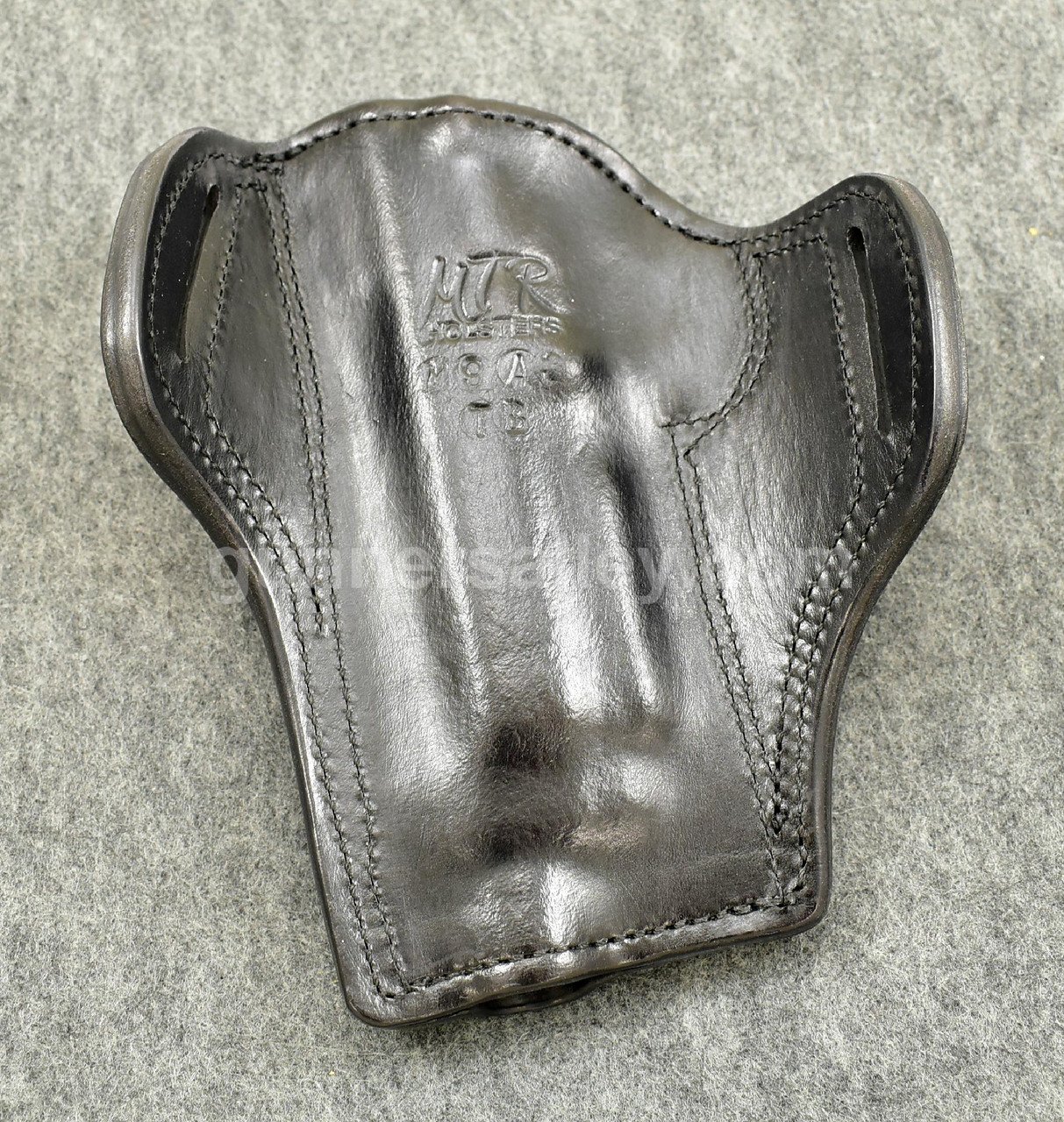 RH Black MTR Custom Slimline Deluxe Pancake Holster for a Beretta M9A3 with Threaded Barrel - Rear View