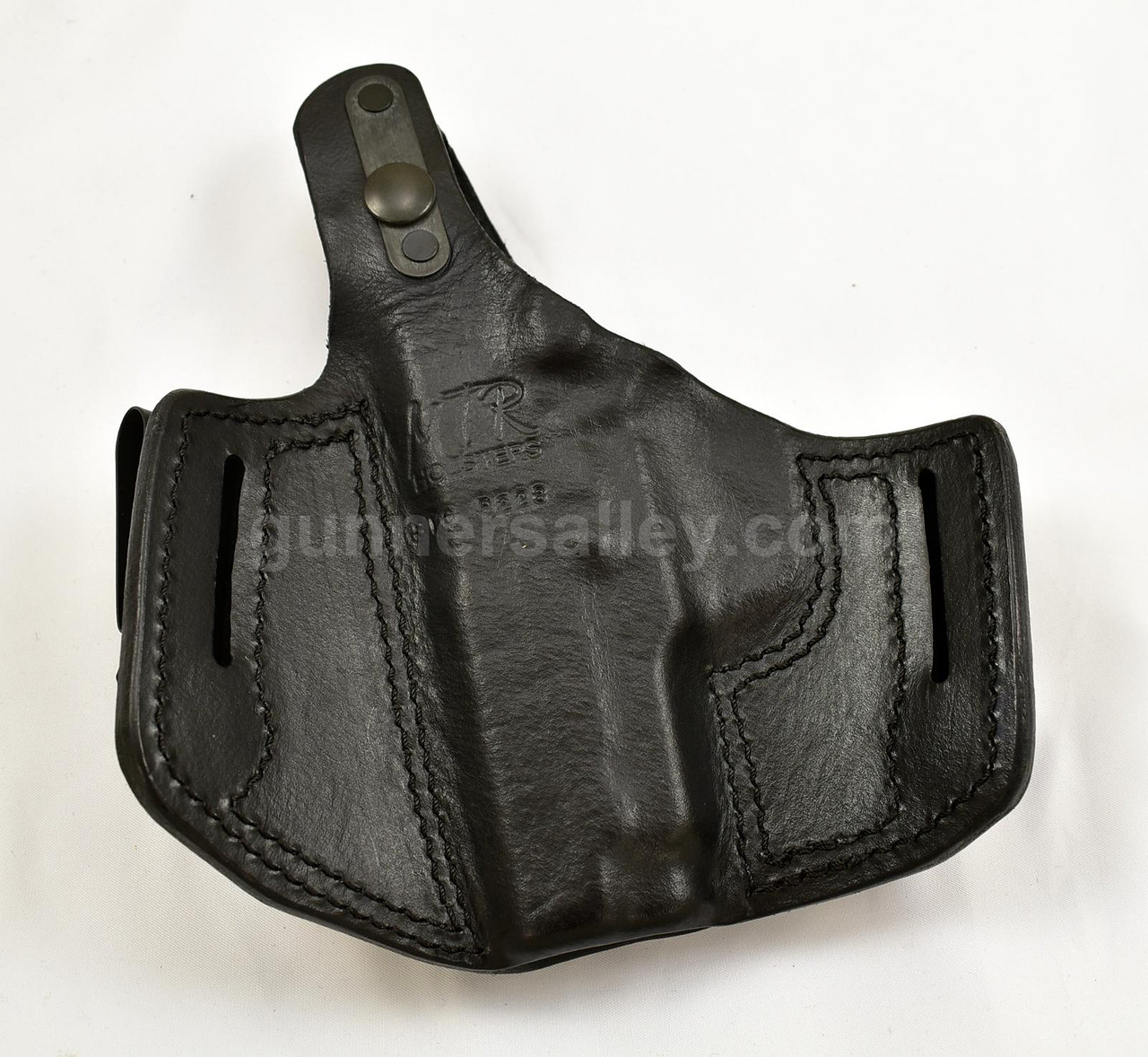 RH Black MTR Custom Dual Carry Holster with a Retention Strap for a Sig P228 - Rear View