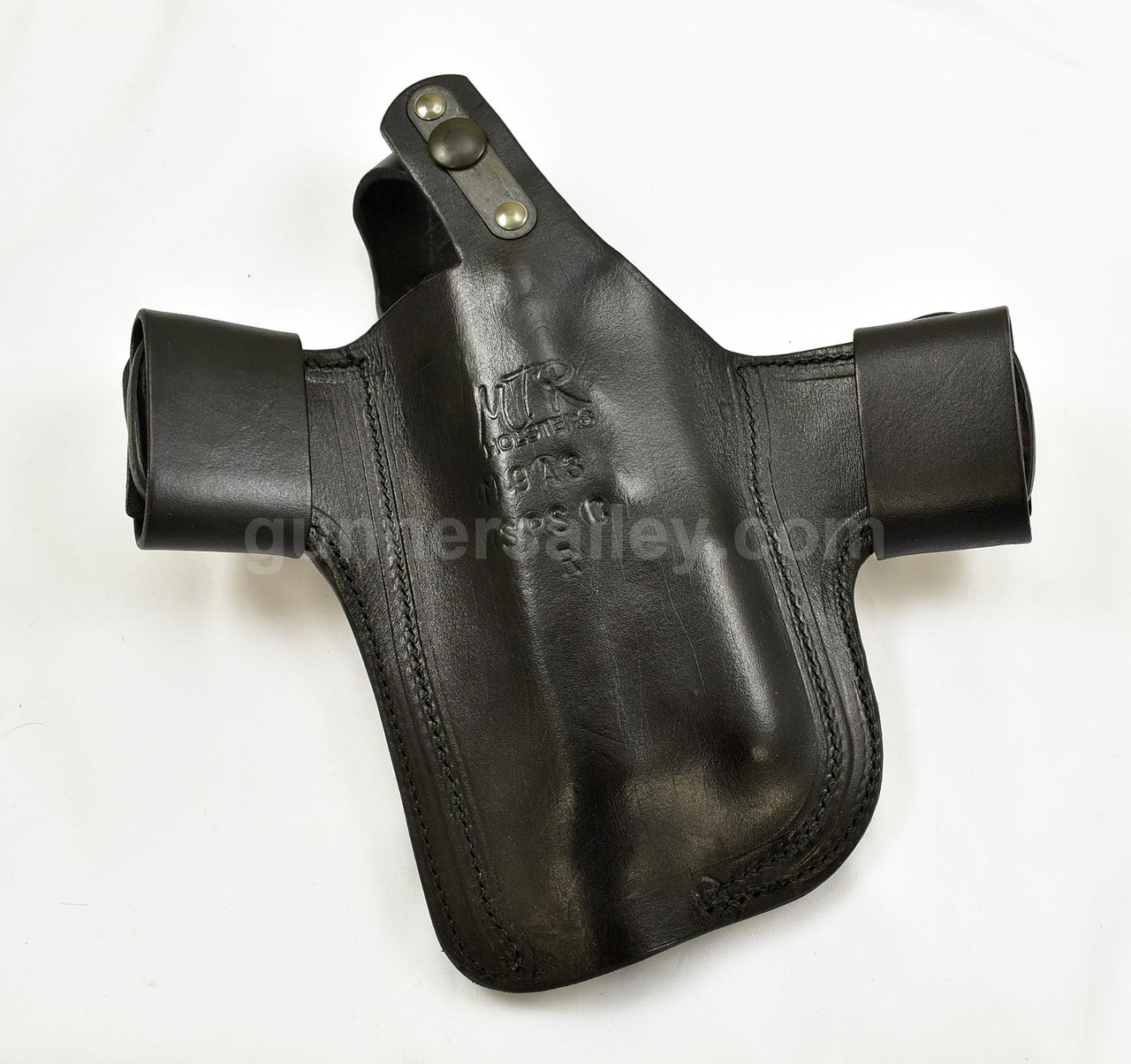 RH Black MTR Custom Deluxe Fullsize Quicksnap Holster with Retention Strap for a Beretta M9A3 with a LaserMax Spartan SPS-C-R Light/Laser - Rear View