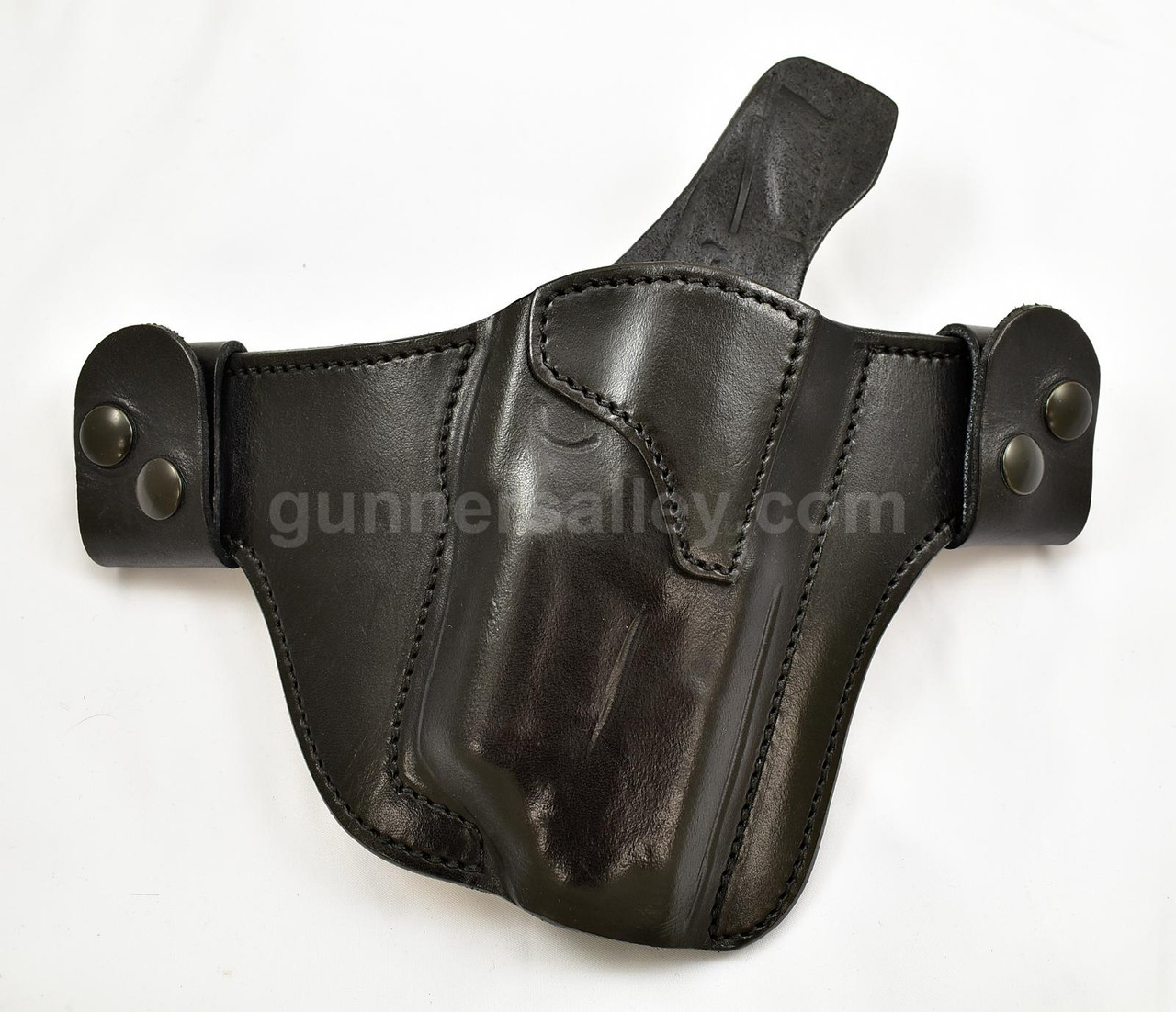 RH Black MTR Custom Deluxe Fullsize Quicksnap Holster with Retention Strap for a Beretta M9A3 with a LaserMax Spartan SPS-C-R Light/Laser - Front View