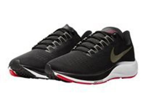 Nike Air Zoom Pegasus 37 - Running shoes - men's - size: 7 - black, olive aura, laser crimson, medium olive