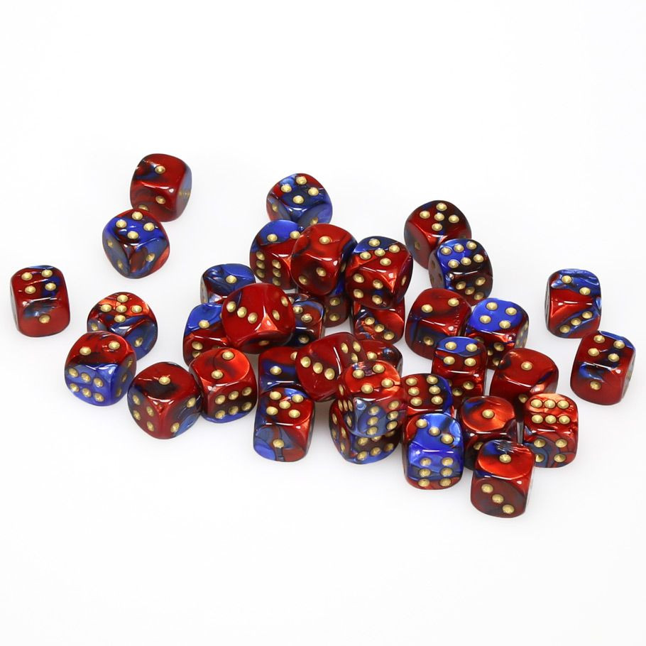 4TUNE CASINO トランプ 赤 青 セット3グロス d6 Cube 12mm Gemini Blue and Red with Gold (36) - ACD Distribution