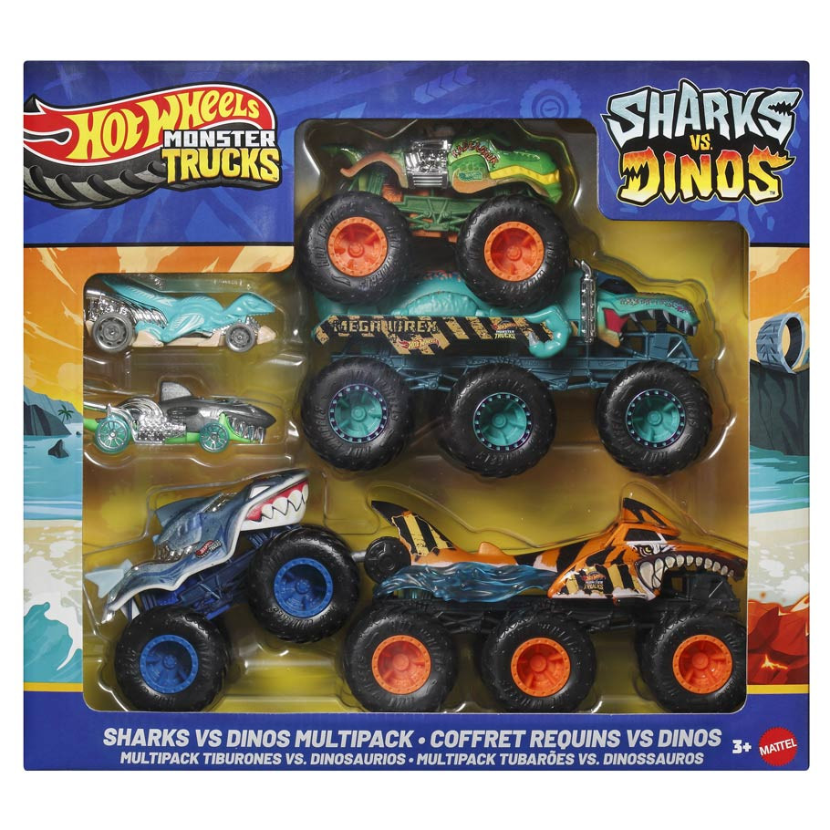 Hot Wheels: Monster Trucks: Sharks vs Dinos Multipack (4) ACD