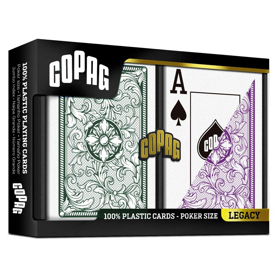 Playing Cards: COPAG: Legacy: Poker Size Jumbo Index Green/Purple