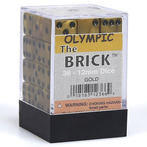 d6 Cube 12mm Olympic Gold with Black (36)