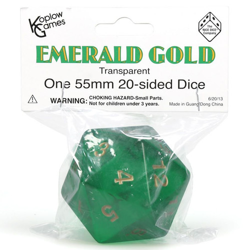 d20 Single 55mm Countdown Emerald with Gold (Bagged) d20 Single 55mm Countdown Emerald with Gold (Bagged)