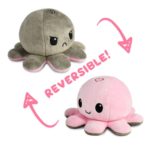 Reversible Octopus Plush: Pink & Gray Reversible Octopus Plush: Pink & Gray
