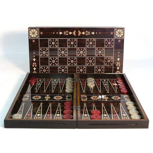Backgammon Set: 19" Flowered Decoupage Backgammon Set: 19" Flowered Decoupage