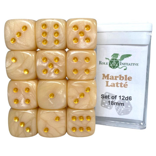 d6 Cube 18mm Marble Latté (12)