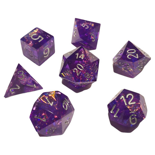 7-Set Sharp Resin Dice Purple Nebula