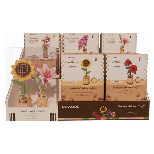 Wood Bloom Flowers Display (50pcs)