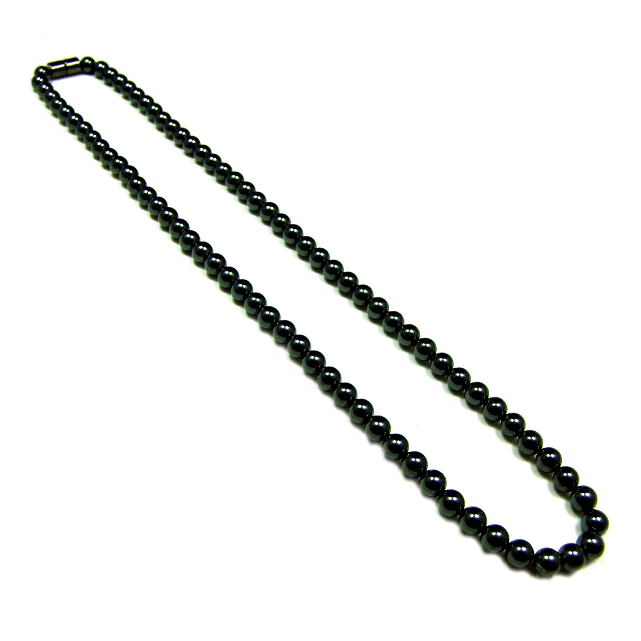 Men's Hematite Round Bead Necklace Handcrafted Natural Stone