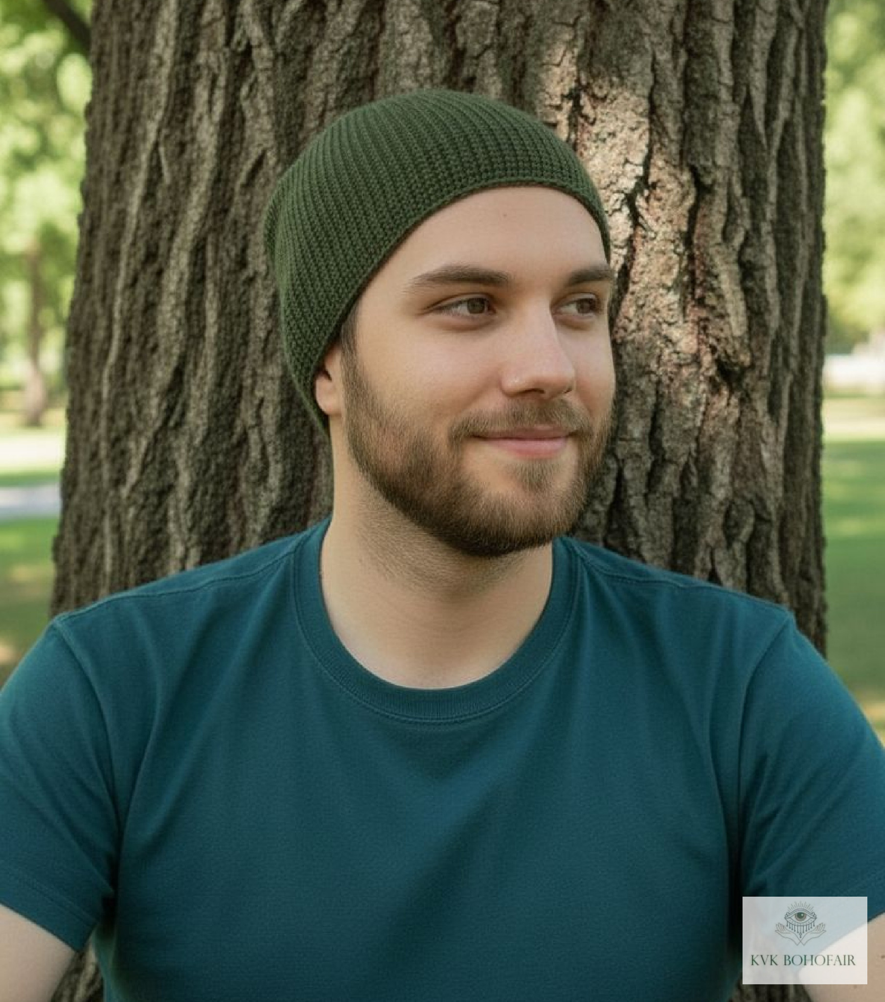 Olive Green Kufi Skull Cap
