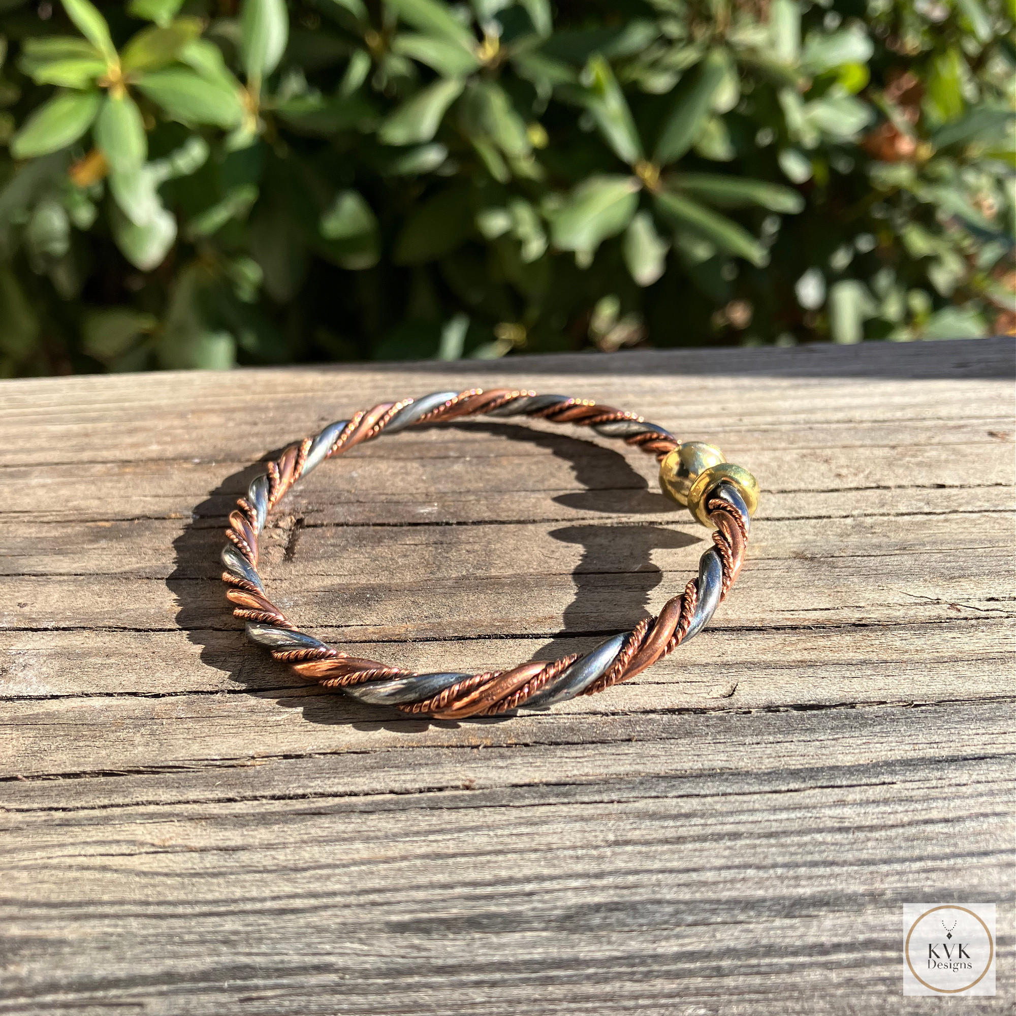West African Mixed Metal Twist Bracelet - Unique Ethnic Jewelry