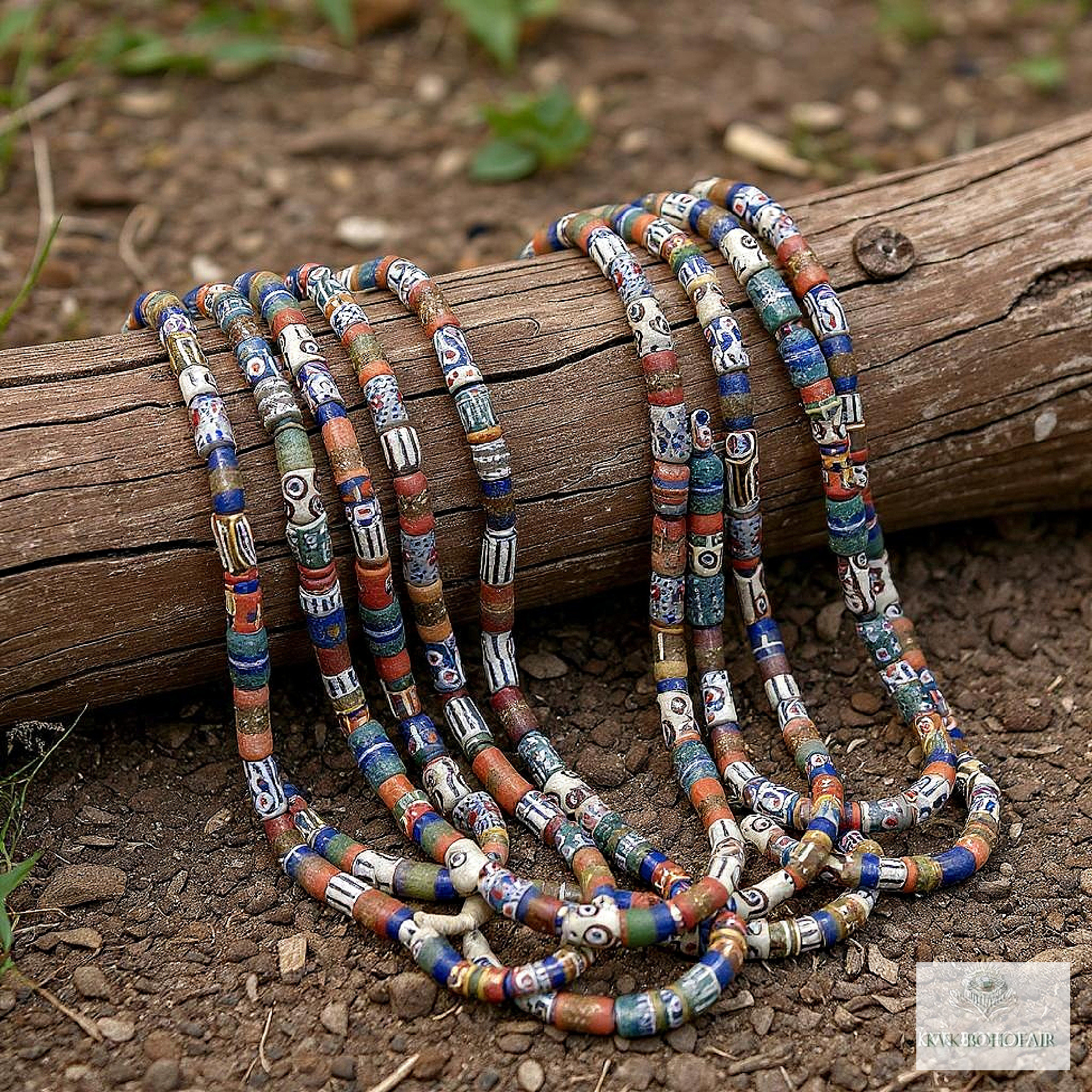 Long African Trade Bead Necklace