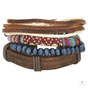 Men's Leather & Cord Bracelet Set