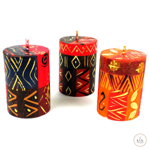 Hand Painted Votive Candles Set of 3 (BONGAZI DESIGN)