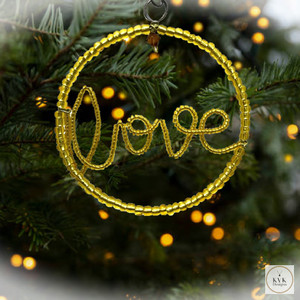 LOVE Gold Beaded Ornament