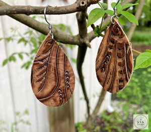 Brown Leather Teardrop Earrings Brown Leather Teardrop Earrings