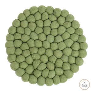Green Felt Ball Wool Trivet