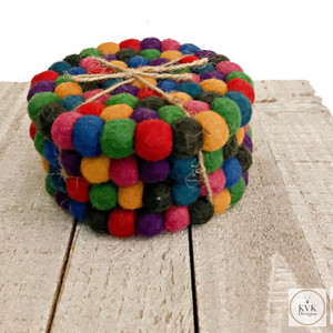 Colorful Wool Felt Ball Coaster Set Colorful Wool Felt Ball Coaster Set